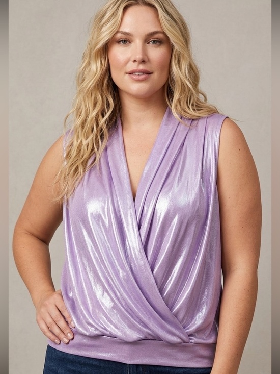 INC International Concepts Tops - INC International Concepts Shimmery Lavender Draped V-Neck Tank